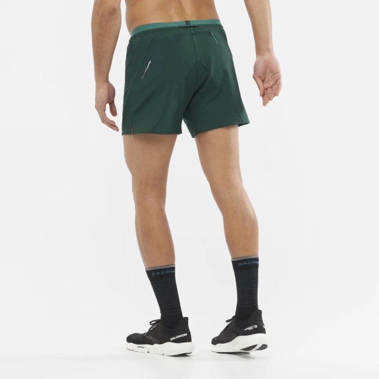 Green Salomon Cross 5'' Men's Shorts | PH 38691W